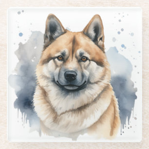 SCHÖNE WASSERFARBE AKITA HUNGE FELD GLASUNTERSETZER