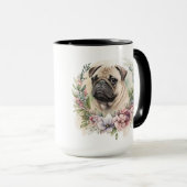 SCHÖNE WASSERFARBE AM MOPS HUNDE GESICHT TASSE (VorderseiteRechts)