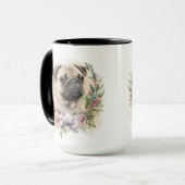 SCHÖNE WASSERFARBE AM MOPS HUNDE GESICHT TASSE (Vorderseite Links)