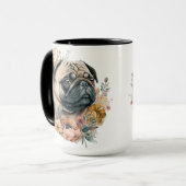 SCHÖNE WASSERFARBE AM MOPS HUNDE GESICHT TASSE (Vorderseite Links)