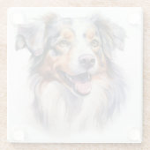 SCHÖNE WASSERFARBE AUSTRALISCHES SCHEEPDOGGESICHT GLASUNTERSETZER (Rückseite)