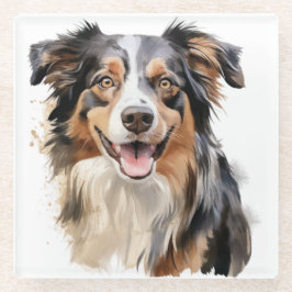 SCHÖNE WASSERFARBE AUSTRALISCHES SCHEEPDOGGESICHT GLASUNTERSETZER