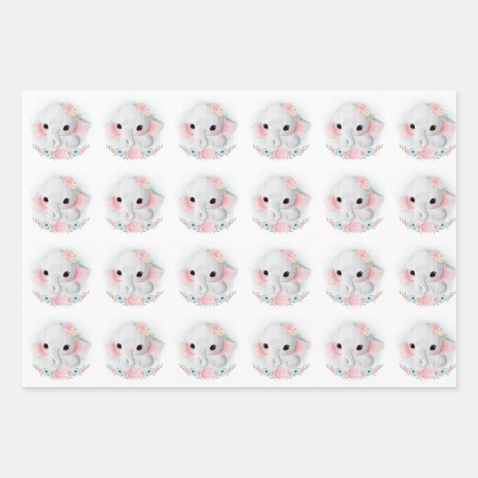 Schöne Wasserfarbe Baby Tier nahtlos blühend Geschenkpapier Set (Vorderseite)