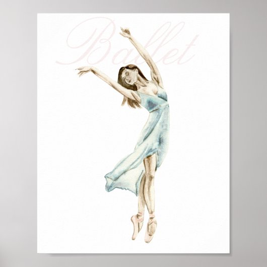 Schöne Wasserfarbe Ballerina Weiß, Ballett Poster (Vorne)