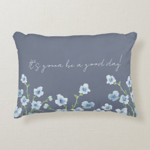Schöne Wasserfarbe Blaue Blumige Dekokissen