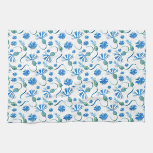 Schöne Wasserfarbe Blaue Kornblumen Geschirrtuch