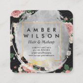 Schöne Wasserfarbe Blütengold Leder Quadratische Visitenkarte (Vorderseite)