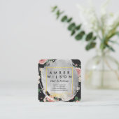 Schöne Wasserfarbe Blütengold Leder Quadratische Visitenkarte (Stehend Vorderseite)