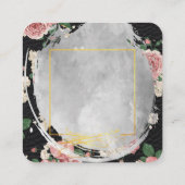 Schöne Wasserfarbe Blütengold Leder Quadratische Visitenkarte (Rückseite)