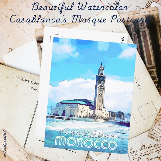 Schöne Wasserfarbe Casablanca Moschee Postkarte