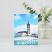 Schöne Wasserfarbe Casablanca Moschee Postkarte (Stehend Vorderseite)