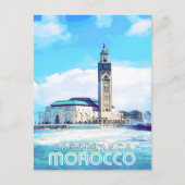 Schöne Wasserfarbe Casablanca Moschee Postkarte (Vorderseite)