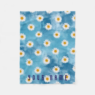 Schöne Wasserfarbe-Daisy-Monogramm-Floral-Fleece Fleecedecke