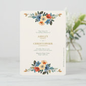 Schöne Wasserfarbe Elfenbeinhochzeit Einladung (Stehend Vorderseite)