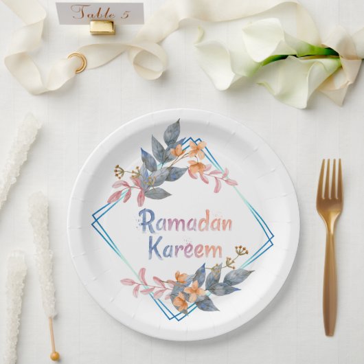 Schöne Wasserfarbe Floral Ramadan Kareem Pappteller (Hochzeit)