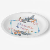 Schöne Wasserfarbe Floral Ramadan Kareem Pappteller (Schrägansicht)