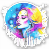 Schöne Wasserfarbe Frau Abstrakt Aufkleber (Vorderseite)