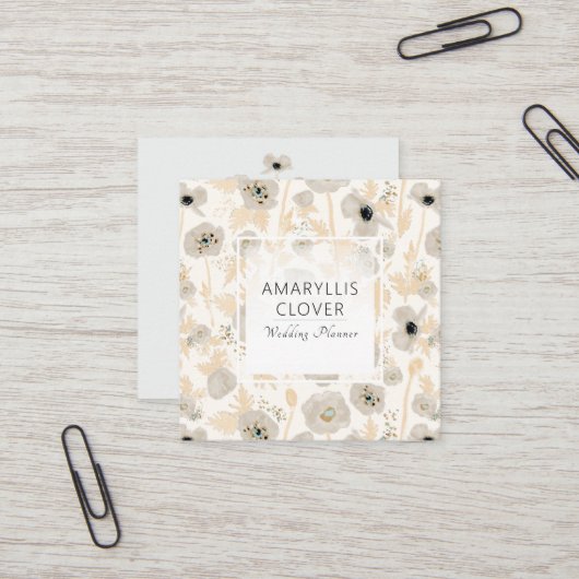 Schöne Wasserfarbe Gelbe Pflaumen Quadratische Visitenkarte (Vorderseite/Rückseite Beispiel)