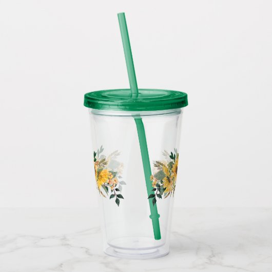 Schöne Wasserfarbe Gelbe Sonnenblume Blüte Acryltrinkbecher (Links)