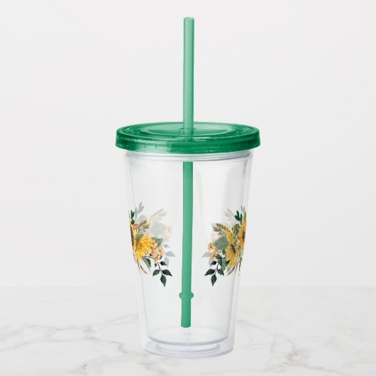 Schöne Wasserfarbe Gelbe Sonnenblume Blüte Acryltrinkbecher (Rechts)