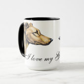 SCHÖNE WASSERFARBE GREYHOUND HUND TASSE (Vorderseite Links)