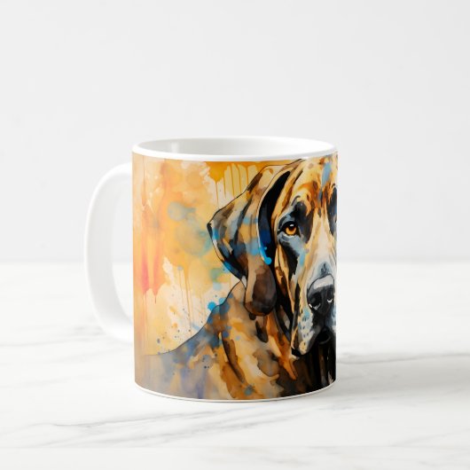 Schöne Wasserfarbe Große Dane Dog Wrap Kaffeetasse (Vorderseite Links)