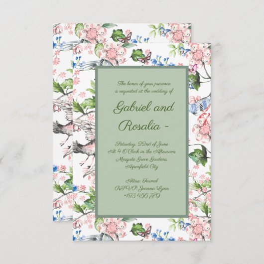 Schöne Wasserfarbe,handgemalte Naturszene,t Save The Date (Vorne/Hinten)