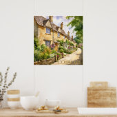 Schöne Wasserfarbe in Cotswolds Reise Poster (Küche)