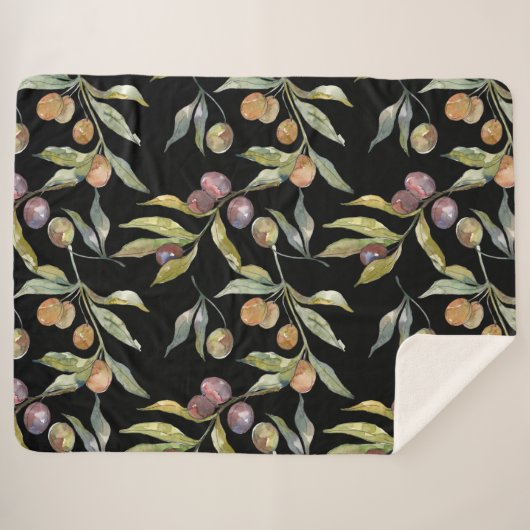 Schöne Wasserfarbe Italienische Olive Muster Schwa Sherpadecke (Vorderseite (Horizontal))