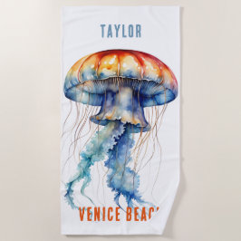 SCHÖNE WASSERFARBE JELLYFISH, PERSONALISIERT STRANDTUCH