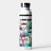 Schöne Wasserfarbe-Kaktus-Blumen mit schwarzen Str Trinkflasche (Links)