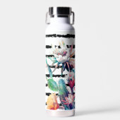 Schöne Wasserfarbe-Kaktus-Blumen mit schwarzen Str Trinkflasche (Vorne)