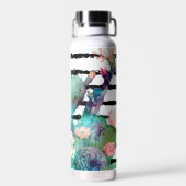 Schöne Wasserfarbe-Kaktus-Blumen mit schwarzen Str Trinkflasche (Rückseite)