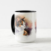SCHÖNE WASSERFARBE KALICO KATZE TASSE (Vorderseite Links)