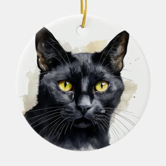 SCHÖNE WASSERFARBE KURZ HAIRED CAT KERAMIK ORNAMENT (Vorne)