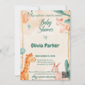 Schöne Wasserfarbe mit Tierheim Kinderdusche Einladung (Vorderseite)