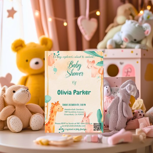 Schöne Wasserfarbe mit Tierheim Kinderdusche Einladung