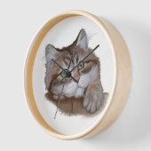 SCHÖNE WASSERFARBE MIT WEISSEM TABBY KATZE UHR (Winkel)