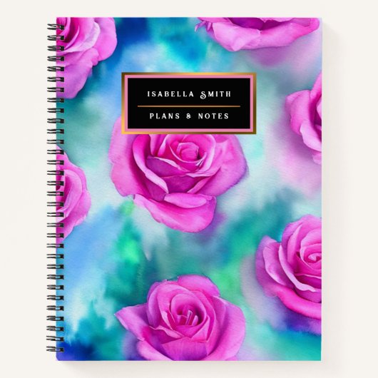 Schöne Wasserfarbe Moderne rosa Rosen Sammlung Notizblock (Vorderseite)
