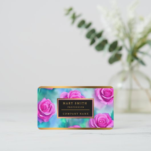 Schöne Wasserfarbe Moderne rosa Rosen Sammlung Visitenkarte (Stehend Vorderseite)