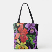Schöne Wasserfarbe Orchid Blume auf schwarz Tasche (Rückseite)