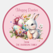 Schöne Wasserfarbe Ostern Sonnenrosa Runder Aufkleber (Vorderseite)