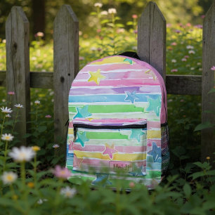Schöne Wasserfarbe Pastell Regenbogen Sterne Bedruckter Rucksack