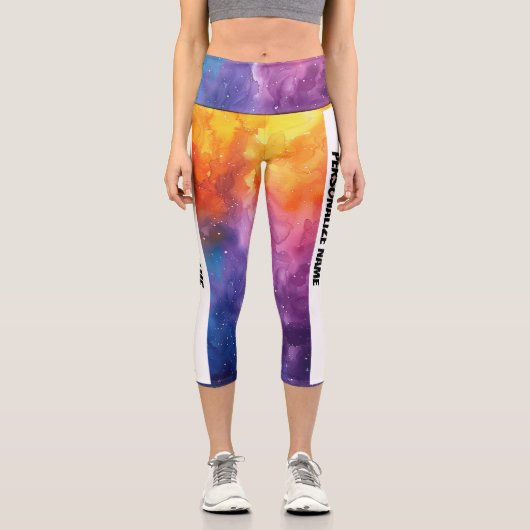 Schöne Wasserfarbe PERSONALISIEREN Capri Leggings (Vorderseite)