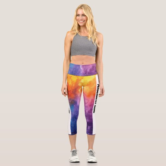 Schöne Wasserfarbe PERSONALISIEREN Capri Leggings (Vorderseite)