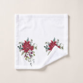 Schöne Wasserfarbe Poinsettia Blume Rot Badhandtuch Set (Waschlappen)