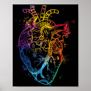 Schöne Wasserfarbe Regenbogen Herz Organ Mensch Bo Poster