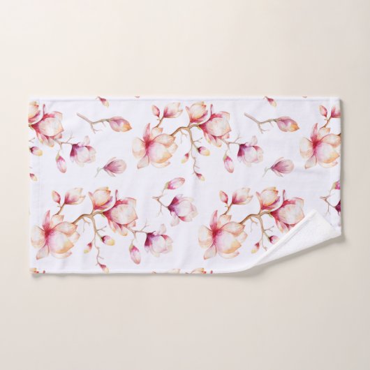 Schöne Wasserfarbe Rosa Magnolia Badhandtuch Set (Handtuch)