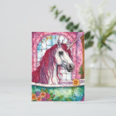Schöne Wasserfarbe Rosa Mane Einhorn Bathtime Postkarte (Stehend Vorderseite)