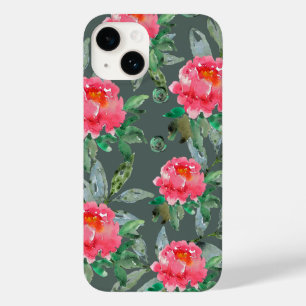Schöne Wasserfarbe Rosa Pfingstrosen Blumenmuster Case-Mate iPhone 14 Hülle